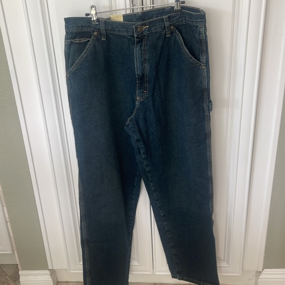 Wrangler Rugged Carpenter relaxed seat & thigh fits over boots 36x32 blue denim - Picture 10 of 12